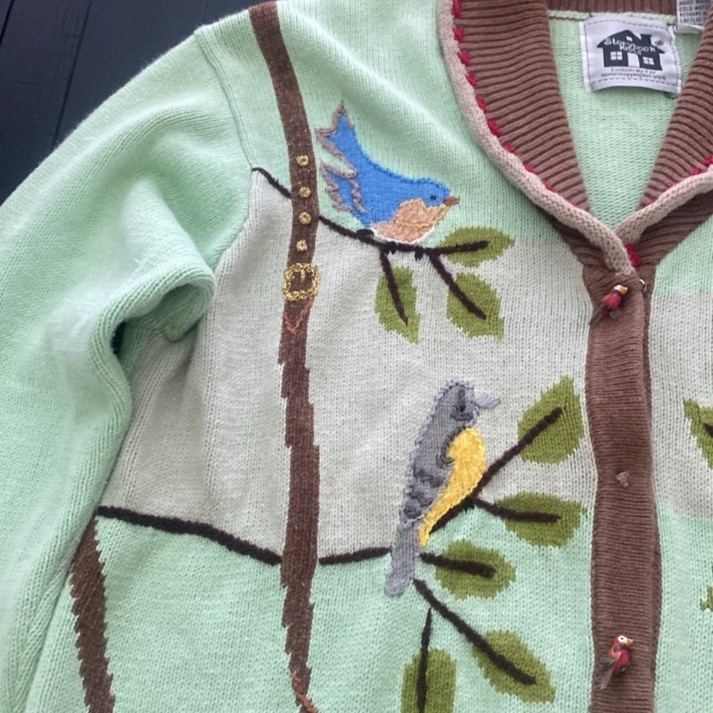 Storybook Knits Bird watcher Embroidered Cardigan - Picture 6 of 11